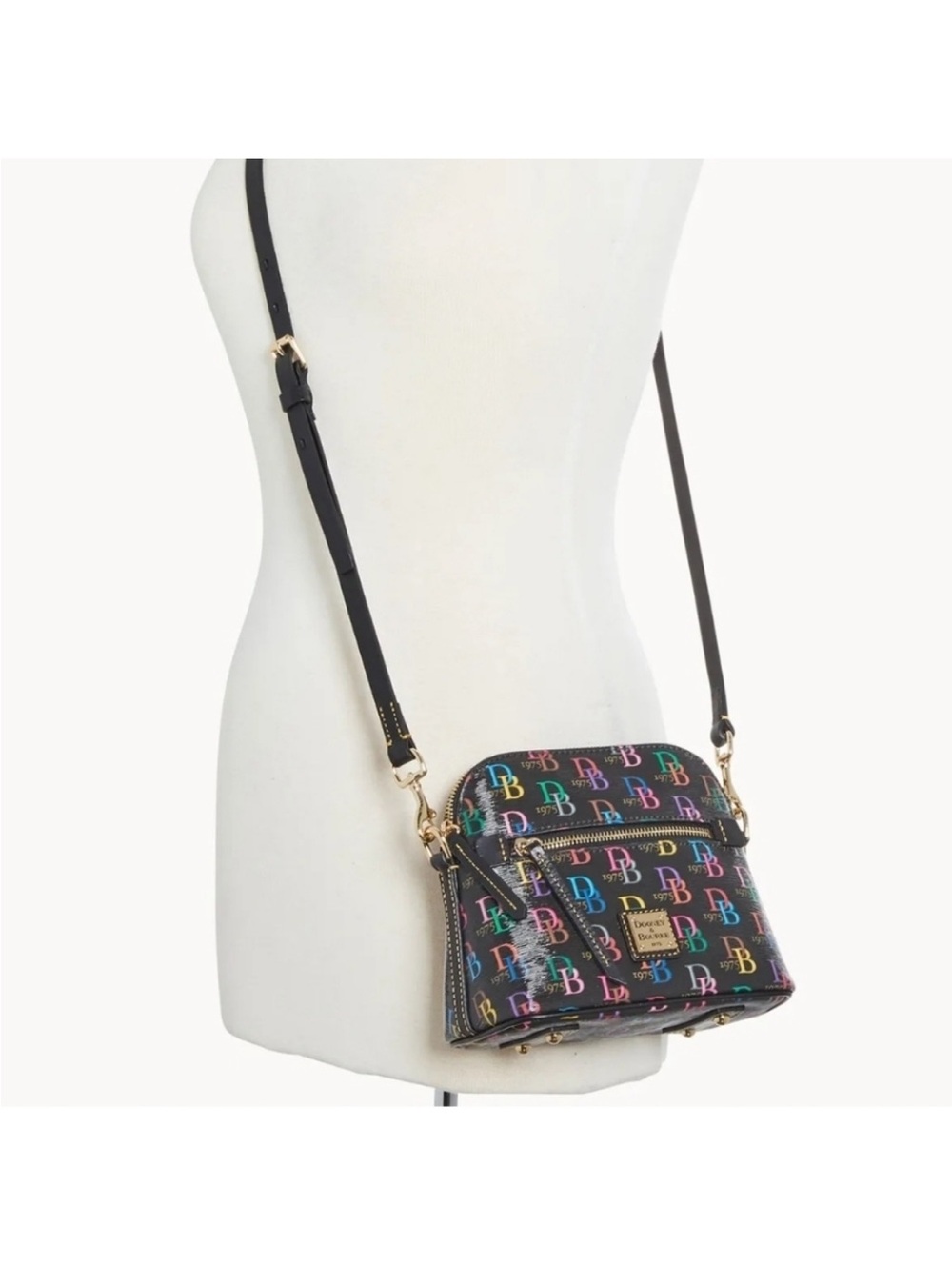 Dooney & Bourke Black Multicolor DB Logo Crossbody - Picture 4 of 5
